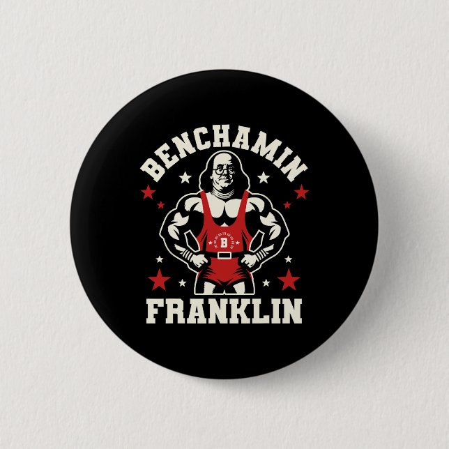 Badge Rond 5 Cm Benjamin Benchamin Franklin Bench Press Bodybuildi (Devant)