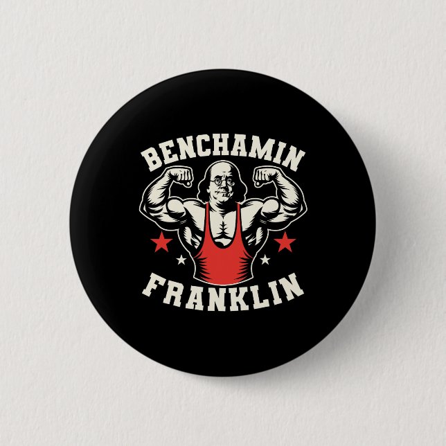 Badge Rond 5 Cm Benjamin Benchamin Franklin Bench Press Bodybuildi (Devant)