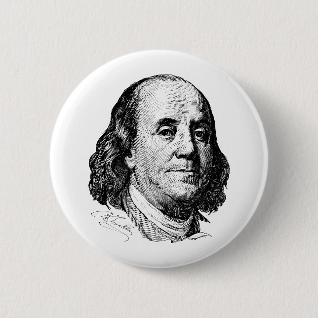 Badge Rond 5 Cm Benjamin Franklin (Devant)