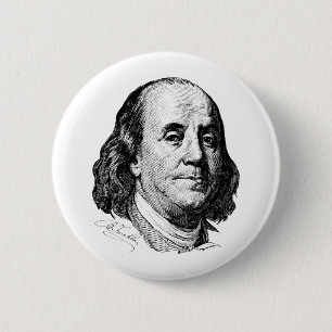 Badge Rond 5 Cm Benjamin Franklin