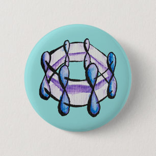 Badge Rond 5 Cm Benzène Molecule Aquarelle Chimie organique Art