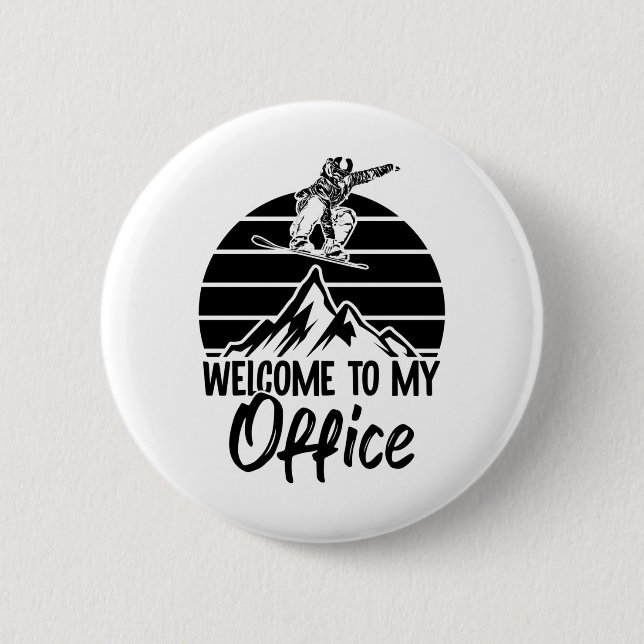 Badge Rond 5 Cm Berge Snowboardeur | Cadeaux de snowboard (Devant)