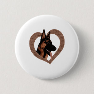 Badge Rond 5 Cm Berger allemand avec le coeur en forme de mot art