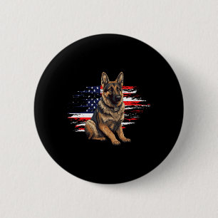 Badge Rond 5 Cm Berger Allemand Drapeau Usa 4 Juillet Papa Chien