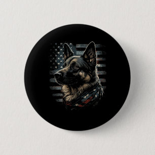 Badge Rond 5 Cm Berger Allemand Drapeau Usa Patriotique Berger All