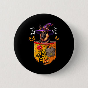 Badge Rond 5 Cm Berger allemand féminin en sorcière dans la poche
