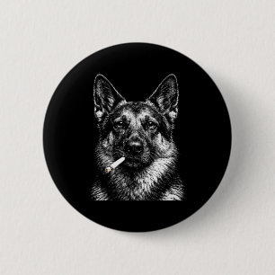 Badge Rond 5 Cm berger allemand fumant mème de chien gangster drôl