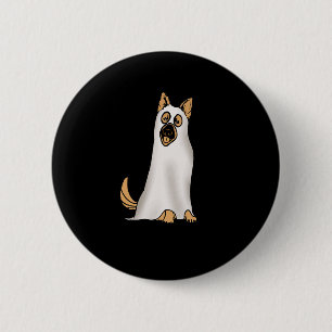 Badge Rond 5 Cm Berger allemand mignon chien porter Fantôme drôle
