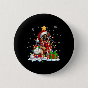 Badge Rond 5 Cm Berger Allemand père Noël Avec Feu De Noël Chat El