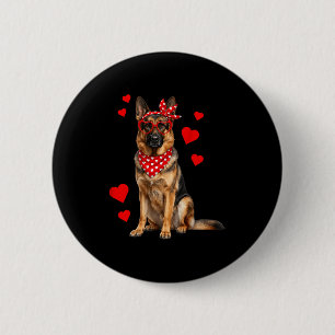 Badge Rond 5 Cm Berger Allemand Saint Valentin Amoureux des Chiens