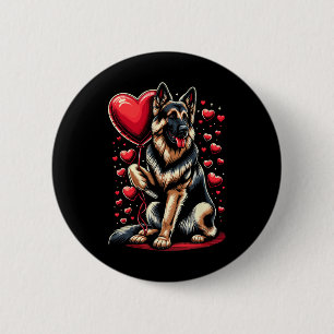 Badge Rond 5 Cm Berger Allemand Saint-Valentin Propriétaire de chi
