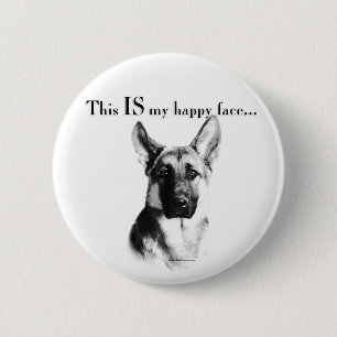 Badge Rond 5 Cm Berger allemand visage heureux