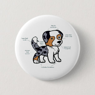 Badge Rond 5 Cm Berger Australien Blue Merle Anatomie Drôle