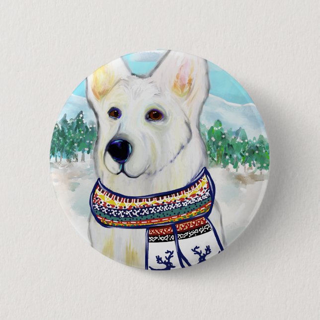 Badge Rond 5 Cm Berger Blanc Suisse (Devant)