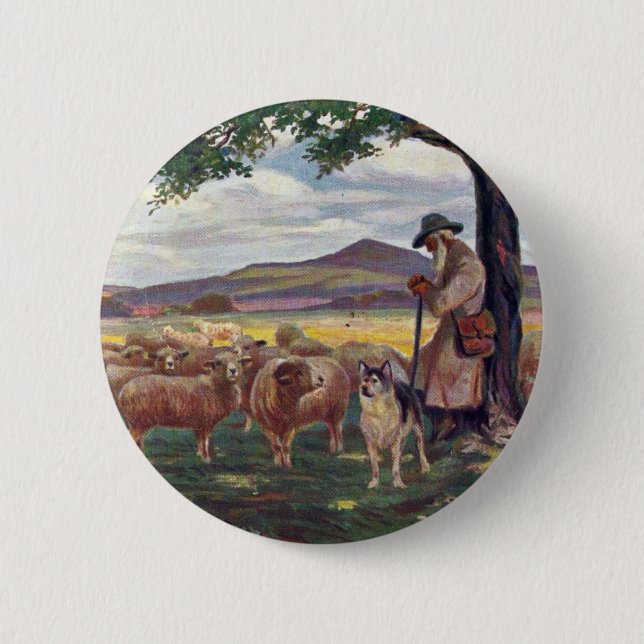 Badge Rond 5 Cm Berger et mouton Vintage (Devant)