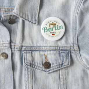 Badge Rond 5 Cm Berlin Allemagne Porte de Brandebourg Souvenir Vin
