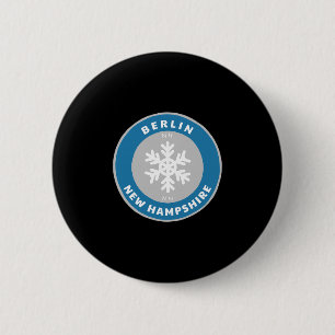 Badge Rond 5 Cm Berlin New Hampshire Ne Hiver Neige Flocon de neig