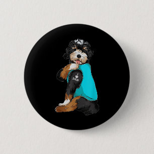 Badge Rond 5 Cm Bernedoodle I Love Papa Tattoo Apparel, Chien Papa