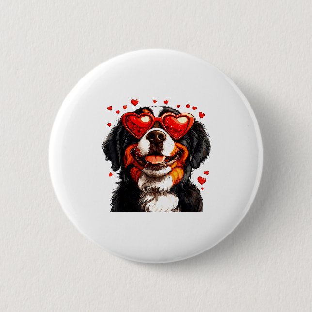 Badge Rond 5 Cm Bernese Mountain Cute Berner Dog Lover Valentines  (Devant)