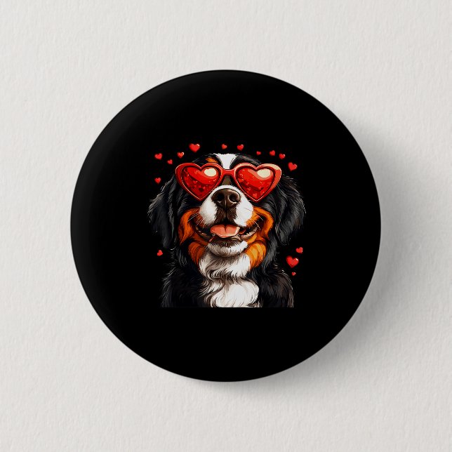 Badge Rond 5 Cm Bernese Mountain Cute Berner Dog Lover Valentines  (Devant)