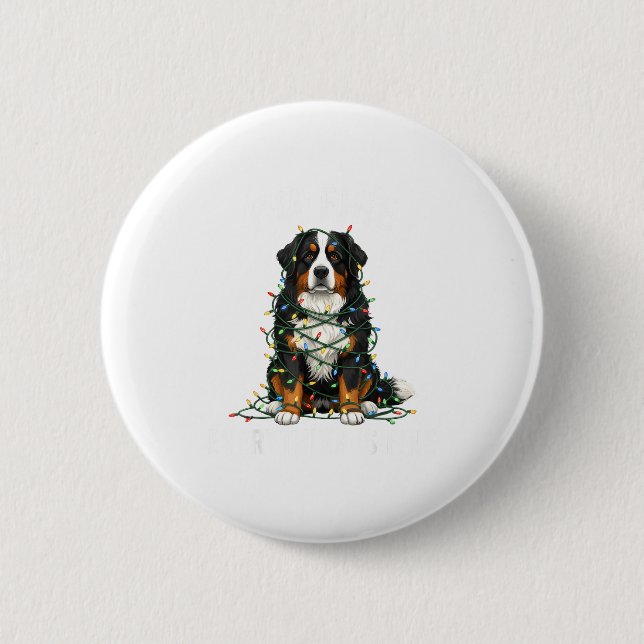 Badge Rond 5 Cm Bernese Mountain Dog Christmas I'm Fine Everything (Devant)