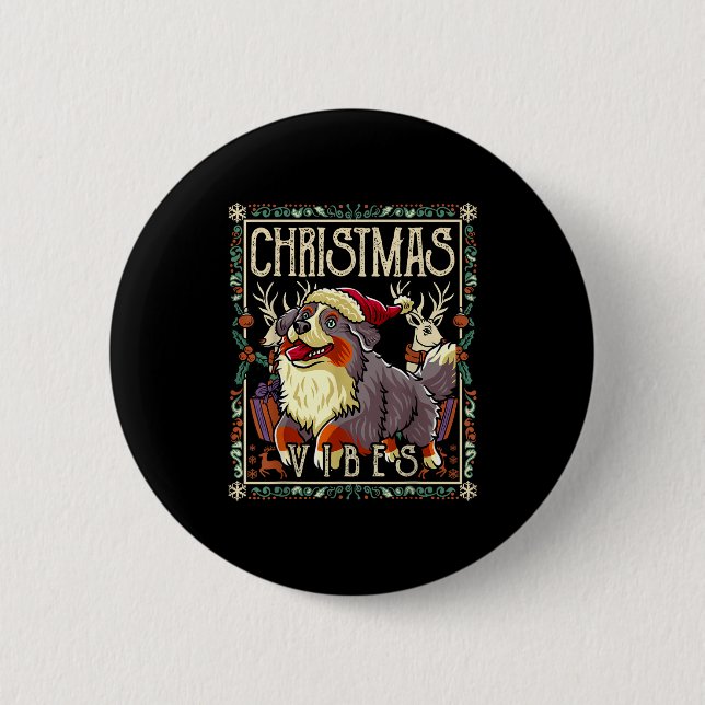 Badge Rond 5 Cm Bernese Mountain Dog Christmas Vibes Dog Santa Cla (Devant)