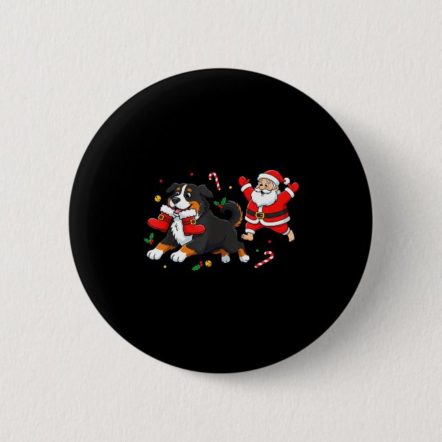 Badge Rond 5 Cm Bernese Mountain Dog Santa Claus Boots Christmas W (Devant)
