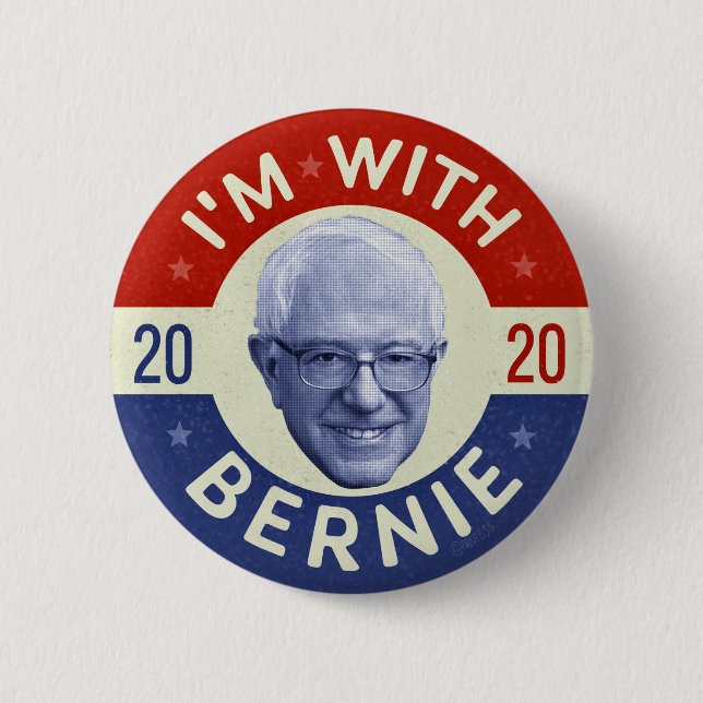 Badge Rond 5 Cm Bernie Sanders Président 2020 Démocrate Photo Retr (Devant)