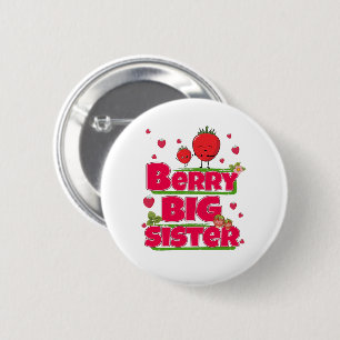 Badge Rond 5 Cm Berry Big Sister - Pun mignonne aux fraises
