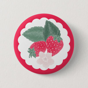 Badge Rond 5 Cm Berry Sweet Strawberry Button - Thème Fruit Rouge