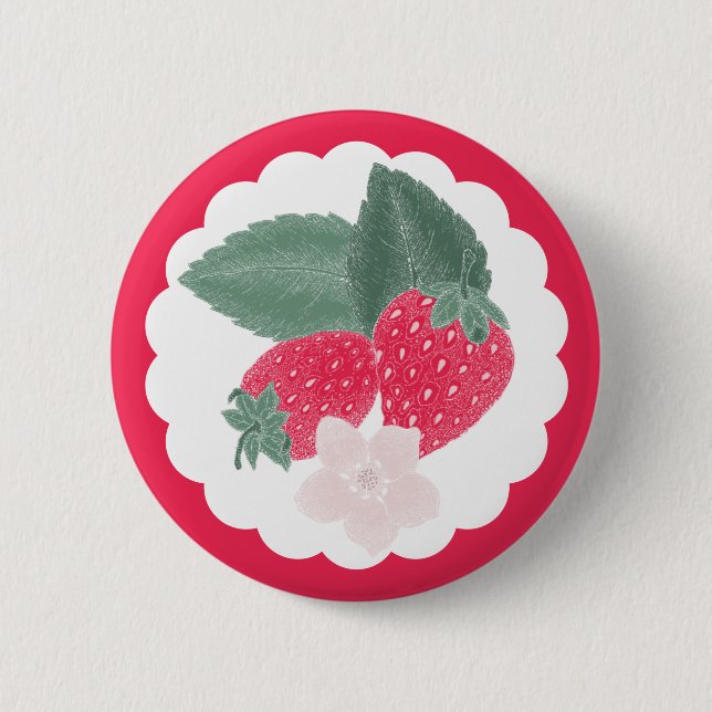 Badge Rond 5 Cm Berry Sweet Strawberry Button - Thème Fruit Rouge (Devant)