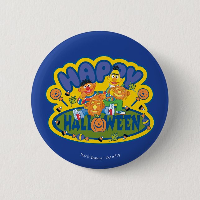 Badge Rond 5 Cm Bert & Ernie | Bonne Halloween (Devant)
