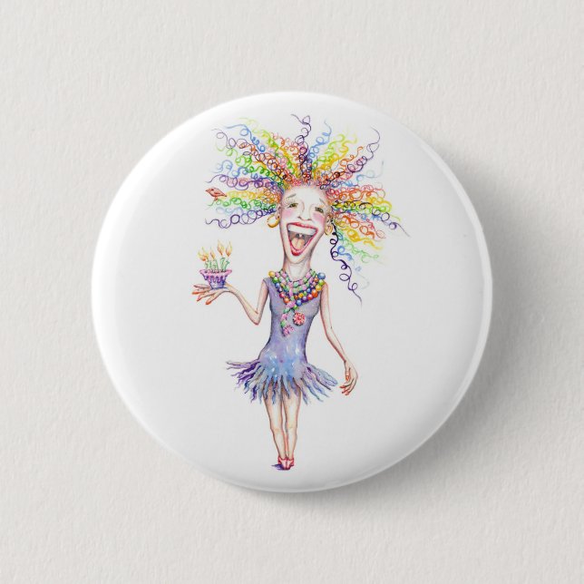 Badge Rond 5 Cm Bertha les larges boutons d'anniversaire ! (Devant)