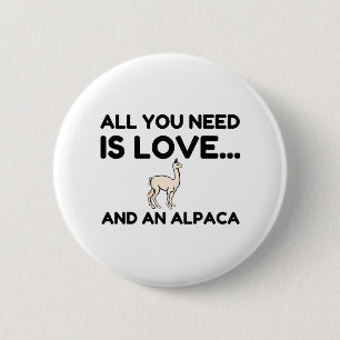 BADGE ROND 5 CM BESOIN D'AMOUR ET D'ALPACA