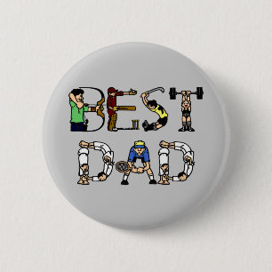 Badge Rond 5 Cm Best Dad Sports Fun