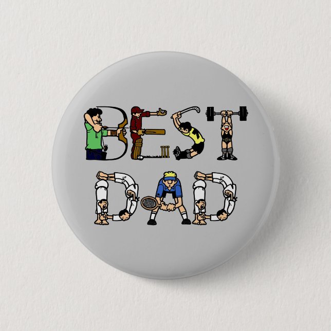 Badge Rond 5 Cm Best Dad Sports Fun (Devant)