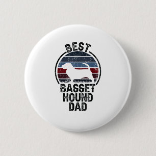 Badge Rond 5 Cm Best Dog Père Papa - Vintage Basset Hound
