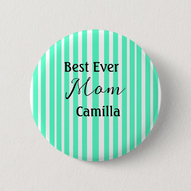 Badge Rond 5 Cm Best ever mom green stripped pattern pastel neon  (Devant)
