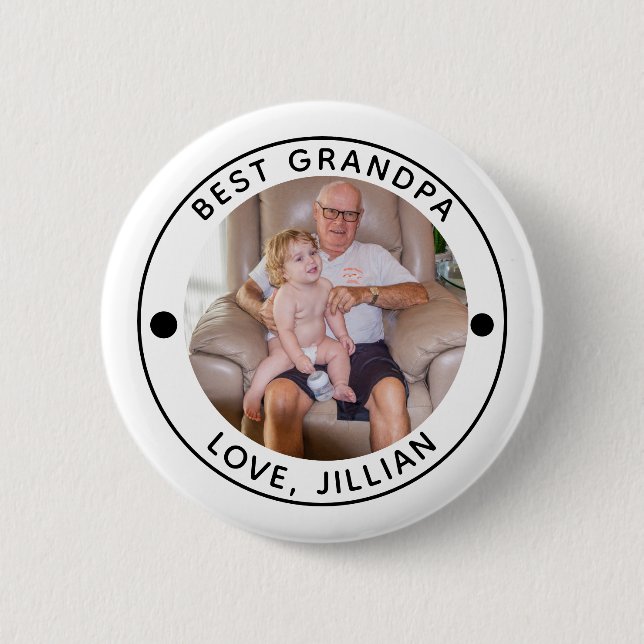 Badge Rond 5 Cm BEST GRANDPA PAR PAR MONogramme photo (Devant)
