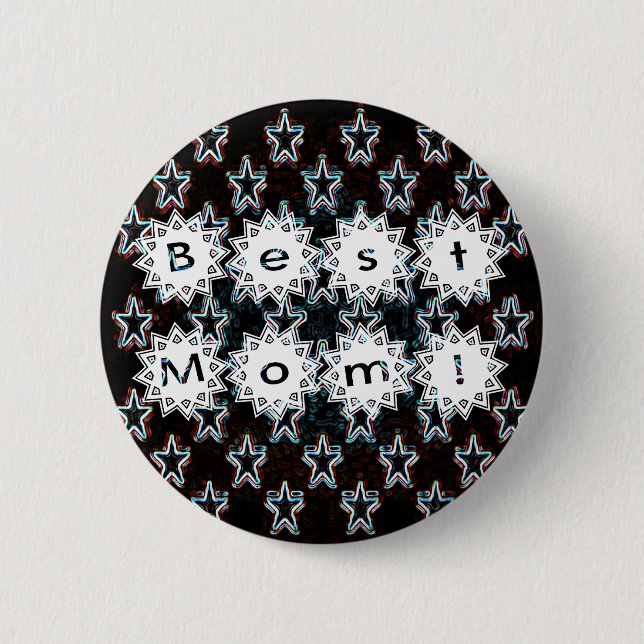 Badge Rond 5 Cm Best Mom Stars in Neon Button (Devant)