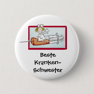 Badge Rond 5 Cm Beste Krankenschwester - Infirmière humoristique