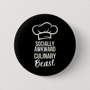 Badge Rond 5 Cm Bête culinaire socialement maladroite Drôle Cuisin