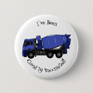 Badge Rond 5 Cm Béton mélange camion de transport caricature