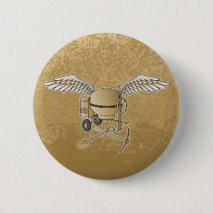 Badge Rond 5 Cm Bétonnière beige