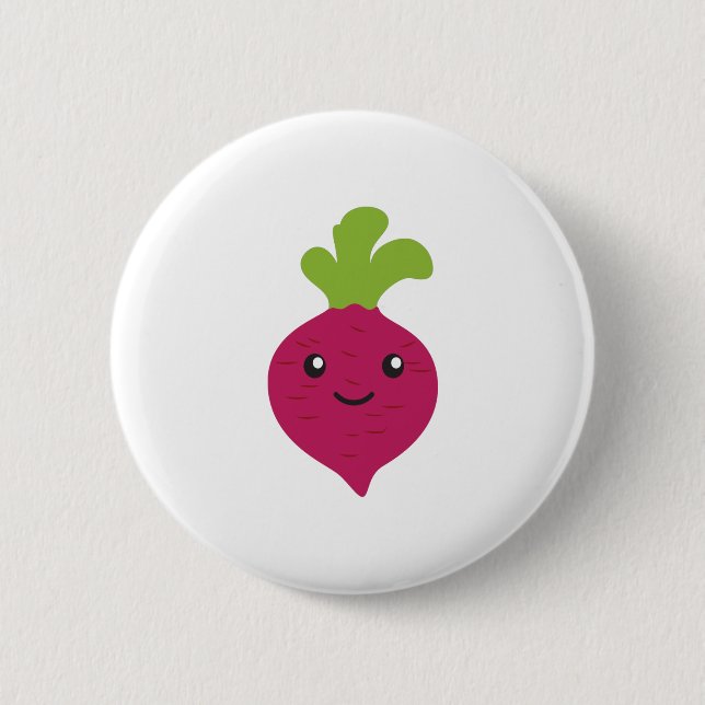 Badge Rond 5 Cm Betterave mignonne de Kawaii (Devant)