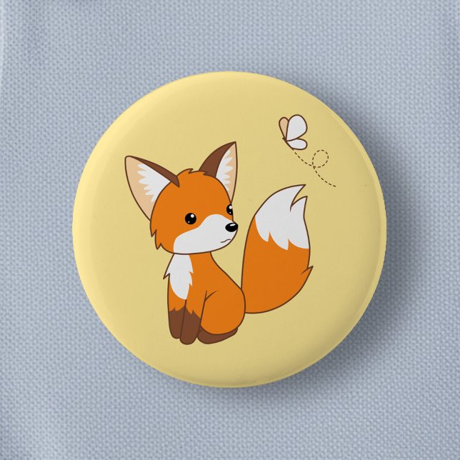 Badge Rond 5 Cm Beurre à regarder de la petite Fox mignonne (Créateur téléchargé)