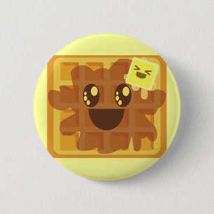 Badge Rond 5 Cm beurre de gaufre de kawaii et petit déjeuner de