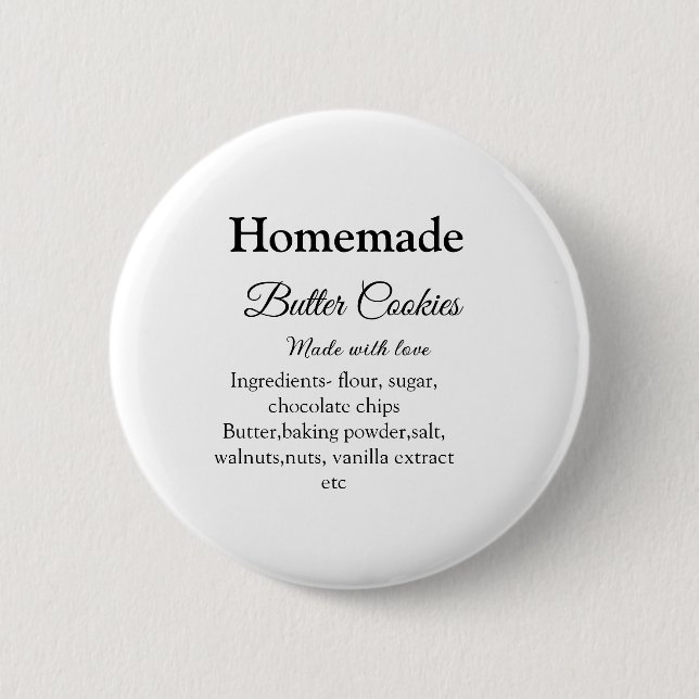 Badge Rond 5 Cm Beurre fait maison biscuits faits avec amour ajout (Devant)