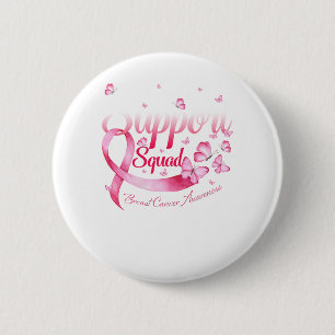 Badge Rond 5 Cm Beurre rose Guerrier Soutien Squad Cancer du sein