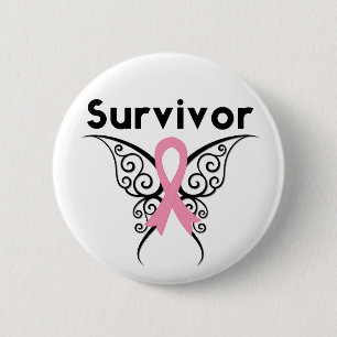 Badge Rond 5 Cm Beurre Tribal Survivant du cancer du sein